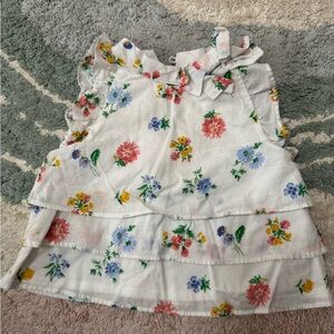 Janie and Jack White Floral Tiered Floral Bow Top